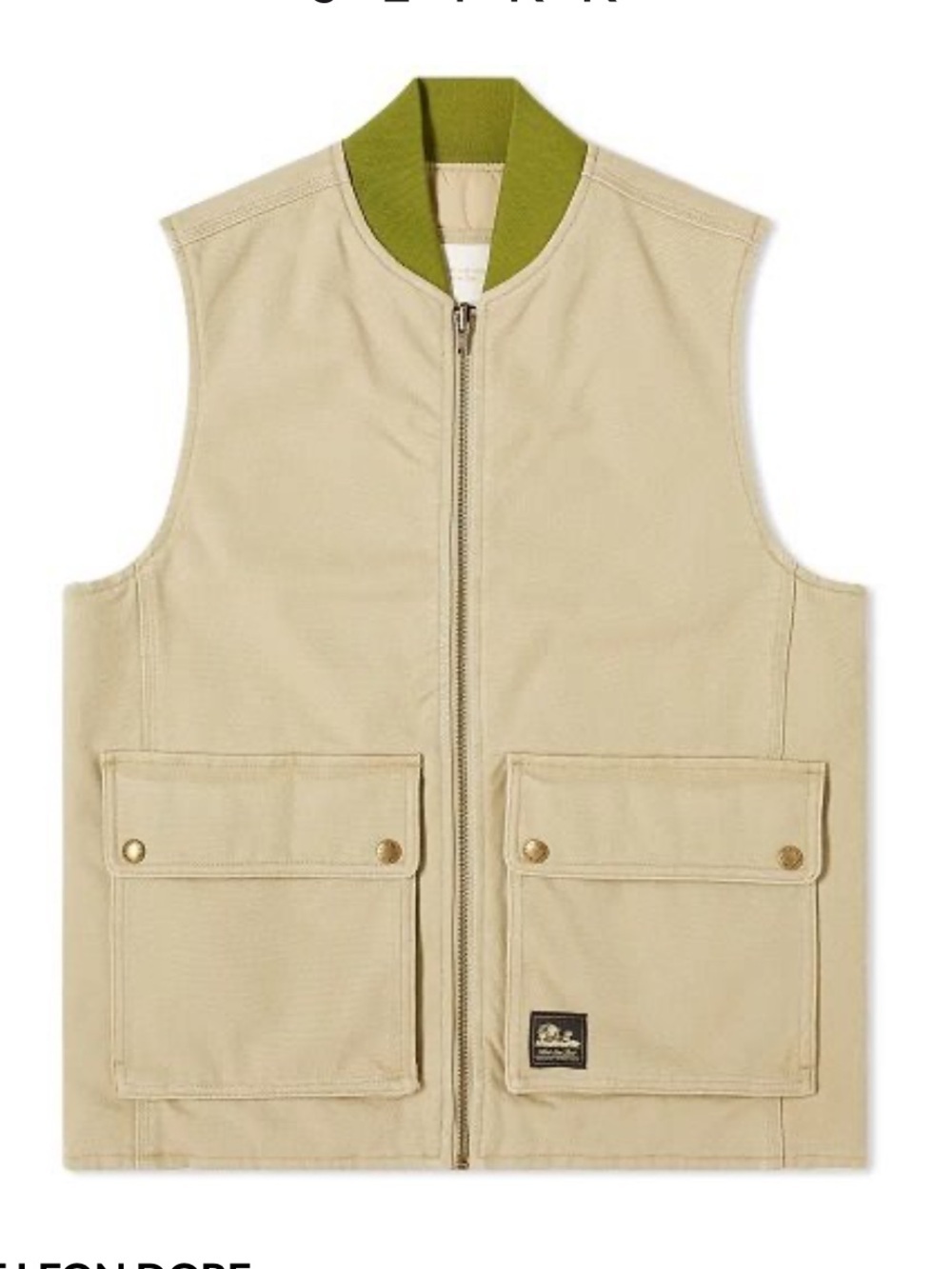 Aime Leon Dore Reversible Beige Vest with Olive Trim - Mens Large